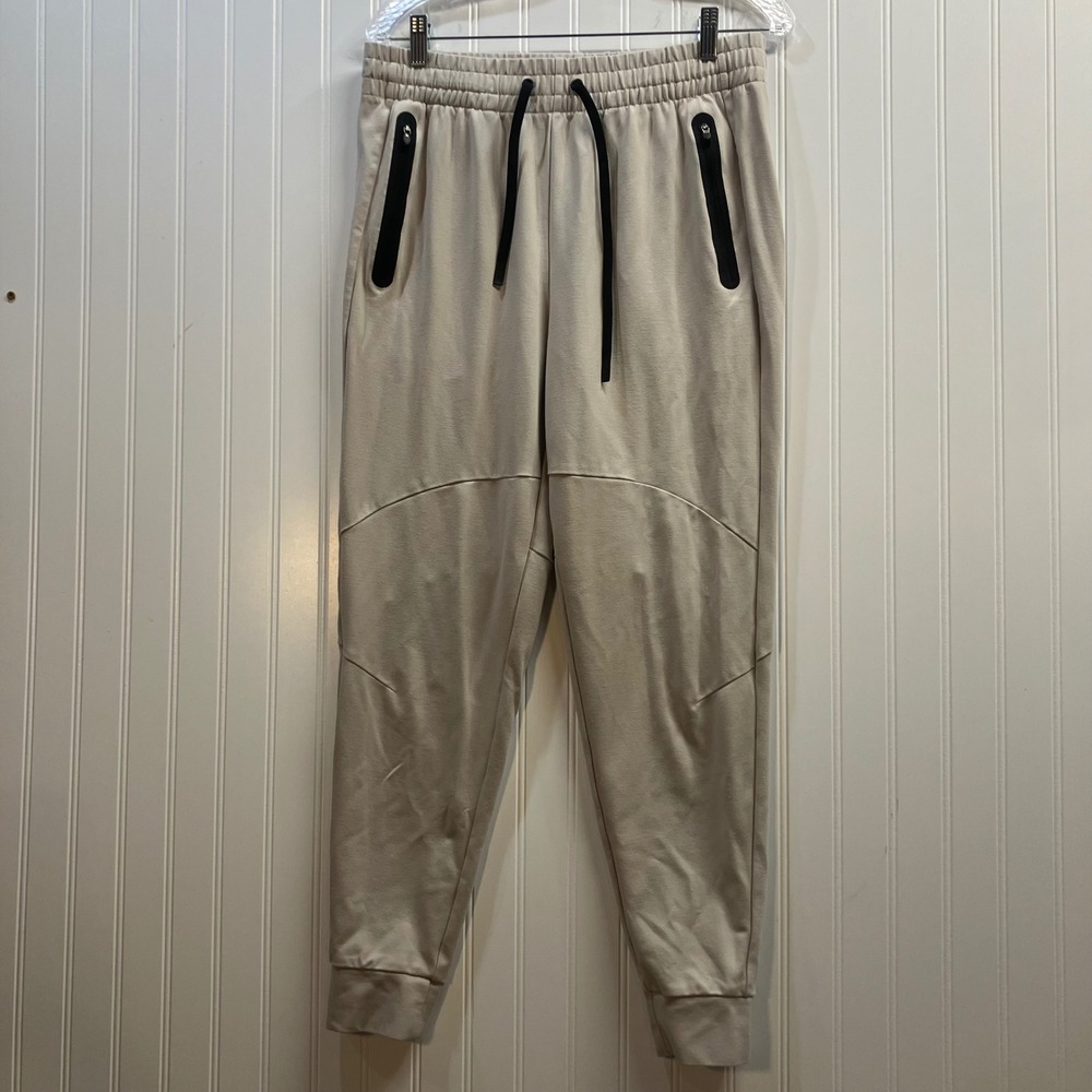 Tek Gear Womens Jogger Pants Sand Trap Beige Zipped Pockets Size M Like New